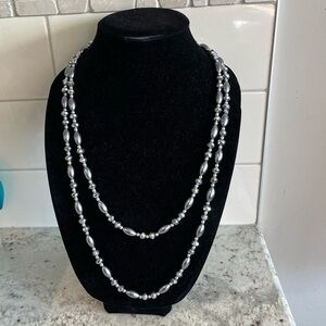 9.  Elegant Silver Faceted Beaded Necklace